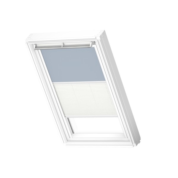 Verduisterend rol + plissegordijn, Light Blue/White, WL