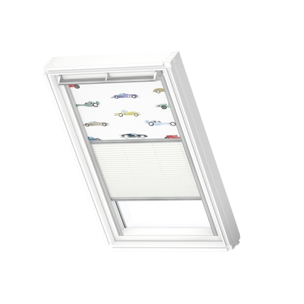 Verduisterend rol + plissegordijn, Racing Cars/White