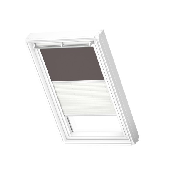 Verduisterend rol + plissegordijn, Taupe/White, WL