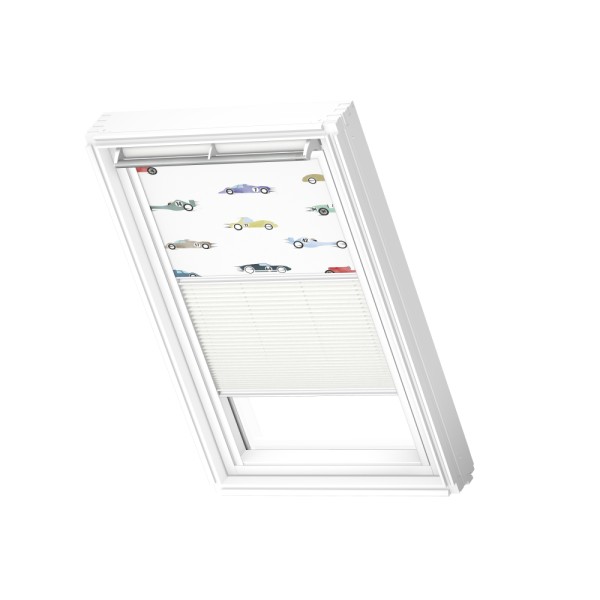 Verduisterend rol + plissegordijn, Racing Cars/White, WL