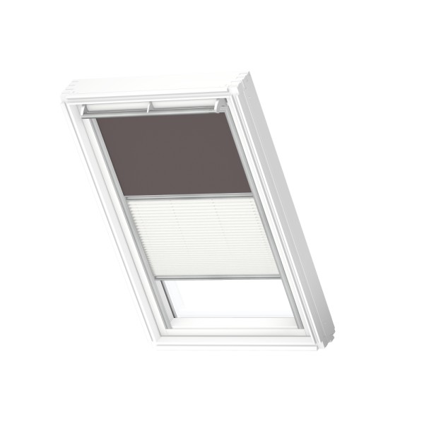 Verduisterend rol + plissegordijn, Taupe/White