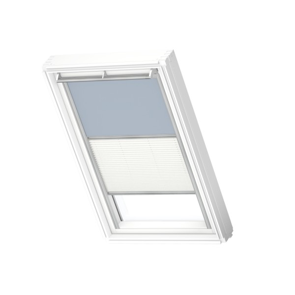 Verduisterend rol + plissegordijn, Light Blue/White