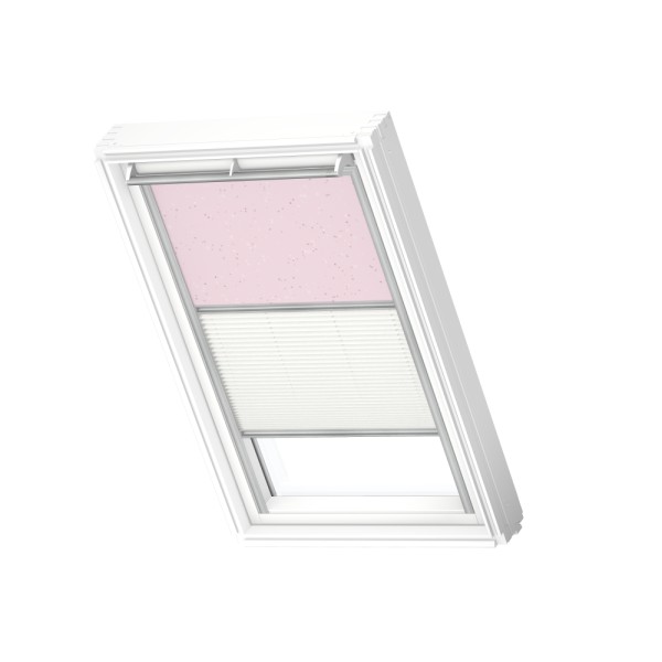Verduisterend rol + plissegordijn, Pink Stars/White