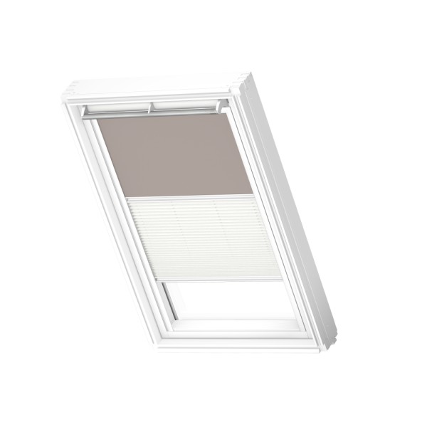 Verduisterend rol + plissegordijn, Light Taupe/White, WL