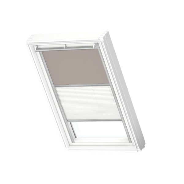 Verduisterend rol + plissegordijn, Light Taupe/White